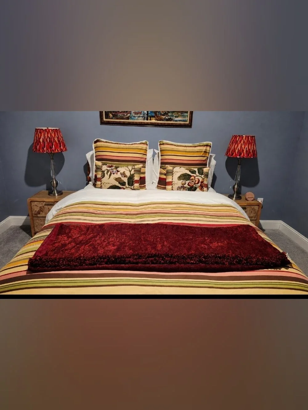 Red Silk Bed Scarf Or Throw